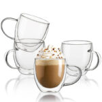 250 ML Double Wall Insulated Borosilicate Glass Cups with Handle Heat Resistant Drinking Glasses Mugs for Coffee Tea Cappuccino and Juices 1 Piece - Image 2