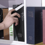 27 CM Book Safe Box with Key Lock Metal Inner Container Faux Book Hidden Safe Secret Diversion Storage Box for Money Jewelry and Documents Black - Image 4