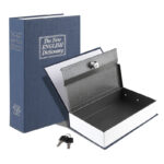 27 CM Book Safe Box with Key Lock Metal Inner Container Faux Book Hidden Safe Secret Diversion Storage Box for Money Jewelry and Documents Navy