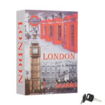 27 CM London Book Safe Box with Key Lock Metal Inner Container Faux Book Hidden Safe Secret Diversion Storage Box for Money Jewelry and Documents