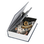 24 CM Book Safe Box with Key Lock Metal Inner Container Faux Book Hidden Safe Secret Diversion Storage Box for Money Jewelry and Documents Black - Image 2