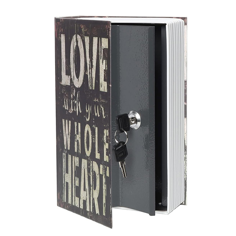27 CM Love Book Safe Box with Key Lock Metal Inner Container Faux Book Hidden Safe Secret Diversion Storage Box for Money Jewelry and Documents (1) 27 CM Love Book Safe Box with Key Lock Metal Inner Container Faux Book Hidden Safe Secret Diversion Storage Box for Money Jewelry and Documents - Image 1