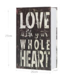 27 CM Love Book Safe Box with Key Lock Metal Inner Container Faux Book Hidden Safe Secret Diversion Storage Box for Money Jewelry and Documents - Image 3