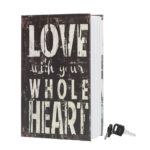 27 CM Love Book Safe Box with Key Lock Metal Inner Container Faux Book Hidden Safe Secret Diversion Storage Box for Money Jewelry and Documents - Image 4