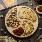 3 Compartments Wooden Candy Box Divided Serving Tray Food Serving Snack Platter Storage Trays for Chocolate Desserts Nuts and Dried Fruits Beige - Image 2