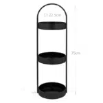 3 Tier Metal Storage Rack with Integral Handle Makeup Cosmetic Organizer Racks Multipurpose Display Stand for Bathroom Kitchen and Countertop Black - Image 3