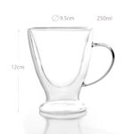 250 ML Double Wall Insulated Borosilicate Glass Cups with Handle Heat Resistant Drinking Glasses Mugs for Coffee Tea Latte and Juices 1 Piece - Image 3