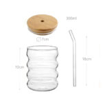 300 ML Drinking Glass Jar with Wooden Lid and Glass Straw Tumbler Glass for Iced Coffee Juice Cocktail Beer and Cold Beverages 1 Piece - Image 3