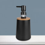 300 ML Stainless Steel Hand Soap Dispenser with Plastic Bamboo Pump Refillable Soap Dispensers Hand Soap Bottles for Bathroom and Kitchen Black - Image 4