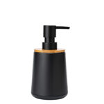300 ML Stainless Steel Hand Soap Dispenser with Plastic Bamboo Pump Refillable Soap Dispensers Hand Soap Bottles for Bathroom and Kitchen Black - Image 2