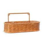 31 CM Wall Mounted Handmade Woven Rattan Storage Basket with Handle Multipurpose Decorative Organizer Baskets for Kitchen Bathroom and Home Decor