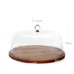 33 CM Round Wooden Base Cake Stand with Dome Clear Acrylic Cover Display Serving Tray for Cake Dessert Patisserie and Appetizers - Image 3