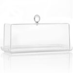 34 CM Rectangular Clear Acrylic Base Cake Stand with Dome Cover Display Serving Tray for Cake Dessert Patisserie and Appetizers