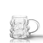 350 ML Borosilicate Glass Bubble Shaped Drinking Glass Cup with Handle Heat Resistant Glassware Cups for Iced Coffee Latte Milk and Juices 1 Piece