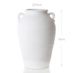 39 CM Handmade Rustic Pottery Vase with Non Slip Base Antique Terracotta Boho Vases with Handles Centerpiece Ornaments for Home Decor 1 Piece White - Image 3