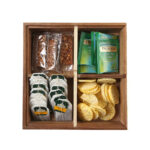 4 Compartments Wooden Candy Box Divided Serving Tray Food Serving Snack Platter Storage Trays for Chocolate Desserts Nuts and Dried Fruits Brown - Image 2