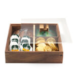 4 Compartments Wooden Candy Box Divided Serving Tray Food Serving Snack Platter Storage Trays for Chocolate Desserts Nuts and Dried Fruits Brown - Image 4