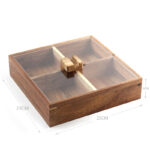 4 Compartments Wooden Candy Box Divided Serving Tray Food Serving Snack Platter Storage Trays for Chocolate Desserts Nuts and Dried Fruits Brown - Image 3
