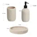 3 Pieces Resin Decorative Bathroom Accessories Set Bath Accessory Kit with Toothbrush Holder Liquid Soap Dispenser and Soap Dish Tray Beige - Image 3