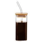 350 ML Drinking Glass Jar with Glass Straw and Airtight Bamboo Lid Tumbler Glass for Iced Coffee Juice Cocktail Beer and Cold Beverages 1 Piece - Image 2