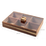 6 Compartments Wooden Candy Box Divided Serving Tray Food Serving Snack Platter Storage Trays for Chocolate Desserts Nuts and Dried Fruits Brown - Image 3