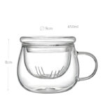 450 ML Borosilicate Glass Tea Cups Kit with Removable Infuser and Lid Heat Resistant Glassware Cup with Handle for Coffee Loose Leaf Tea and Herbal - Image 3