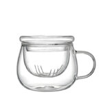 450 ML Borosilicate Glass Tea Cups Kit with Removable Infuser and Lid Heat Resistant Glassware Cup with Handle for Coffee Loose Leaf Tea and Herbal