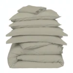 Cannon 100% Cotton Double 7 Pieces Duvet Cover Set Stone Washed Breathable with Duvet Cover Fitted Sheet Pillow Cases Pillow Shams and Fabric Bag Green - Image 2