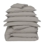 Cannon 100% Cotton King 7 Pieces Duvet Cover Set Stone Washed Breathable with Duvet Cover Fitted Sheet Pillow Cases Pillow Shams and Fabric Bag Gray - Image 2