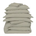 Cannon 100% Cotton King 7 Pieces Duvet Cover Set Stone Washed Breathable with Duvet Cover Fitted Sheet Pillow Cases Pillow Shams and Fabric Bag Green - Image 2