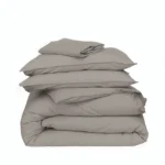 Cannon 100% Cotton Single 5 Pieces Duvet Cover Set Stone Washed Breathable with Duvet Cover Fitted Sheet Pillow Cases Pillow Shams and Fabric Bag Gray