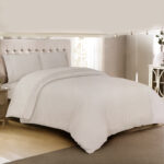 Cannon Double 4 Pieces Duvet Cover Set Striped Textured Breathable and Soft Bedding Cover Set with Duvet Cover Fitted Sheet and Pillow Cases Beige - Image 3