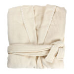 Cannon 400GSM Waffle Cotton Flannel Robe Full Length Bath Robe Soft Cozy and Breathable for Women Free Size Beige - Image 3