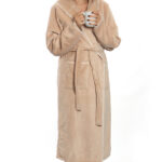 Cannon 400GSM Waffle Cotton Flannel Robe Full Length Bath Robe Soft Cozy and Breathable for Women One Size Brown - Image 4