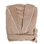 Cannon 400GSM Waffle Cotton Flannel Robe Full Length Bath Robe Soft Cozy and Breathable for Women One Size Brown - Image 3