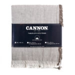 180 CM X 180 CM Cannon Cotton Linen Rectangle Table Cloth with Tassels Wrinkle Resistant Cover for Kitchen Dining Use 6-8 Seats 1 Piece Gray