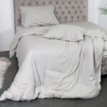 Cannon King 4 Pieces Duvet Cover Set 100% Cotton Flannel Breathable Velvety Soft Bed Cover Set with Duvet Cover Fitted Sheet and Pillow Cases Gray