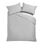 Cannon Double 4 Pieces Duvet Cover Set 100% Cotton Flannel Breathable Velvety Soft Bed Cover Set with Duvet Cover Fitted Sheet and Pillow Cases Gray