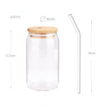 400 ML Drinking Glass Jar with Bamboo Lid and Glass Straw Tumbler Glass for Iced Coffee Juice Cocktail Beer and Cold Beverages 1 Piece - Image 3