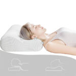 Cannon Ergonomic Contour Comfort Pillow Anti-Snore Memory Foam Pillow Antiallergic Double Jacquard and Jersey Washable with Zip for Neck Rest White