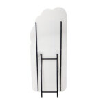 177 CM Full Length Mirror with Stand Irregular Wavy Mirrors Suede Wrapped Wooden Frame Standing Floor Mirror Hanging or Leaning Against Wall White - Image 2