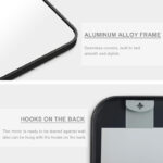 179 CM Full Length Mirror with Stand Rectangular Mirrors with Aluminum Frame Rounded Corner Standing Floor Mirror Hanging or Leaning Against Wall Black - Image 4