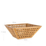 20 CM Hollow Bamboo Organizers Bowl Wooden Tray for Kitchen Use Multipurpose Storage Basket for Fruits Vegetables and Bread 1 Piece Beige - Image 3