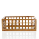 34 CM Hollow Bamboo Organizers Basket Wooden Tray for Kitchen Use Multipurpose Storage Baskets for Kitchen and Bathroom 1 Piece Beige - Image 4