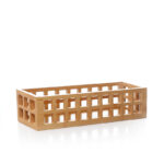 32 CM X 11 CM Hollow Bamboo Organizers Basket Wooden Tray for Kitchen Use Multipurpose Storage Baskets for Kitchen and Bathroom 1 Piece Beige