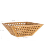 25 CM Hollow Bamboo Organizers Bowl Wooden Tray for Kitchen Use Multipurpose Storage Basket for Fruits Vegetables and Bread 1 Piece Beige - Image 3