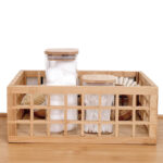 32 CM X 13 CM Hollow Bamboo Organizers Basket Wooden Tray for Kitchen Use Multipurpose Storage Baskets for Kitchen and Bathroom 1 Piece Beige - Image 2