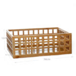 34 CM Hollow Bamboo Organizers Basket Wooden Tray for Kitchen Use Multipurpose Storage Baskets for Kitchen and Bathroom 1 Piece Beige - Image 3