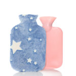 650 ML Hot Water Bottle with Soft Cover Hot Water Bag for Menstrual Cramps Neck and Shoulder Pain Relief Hot and Cold Therapies Hand Feet Warmer Blue