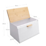 36 CM Iron Bread Box with Bamboo Flip Lid Large Capacity Bread Bin Space Saving Bread Keeper Holder Kitchen Storage Container for Bread and Cake White - Image 3